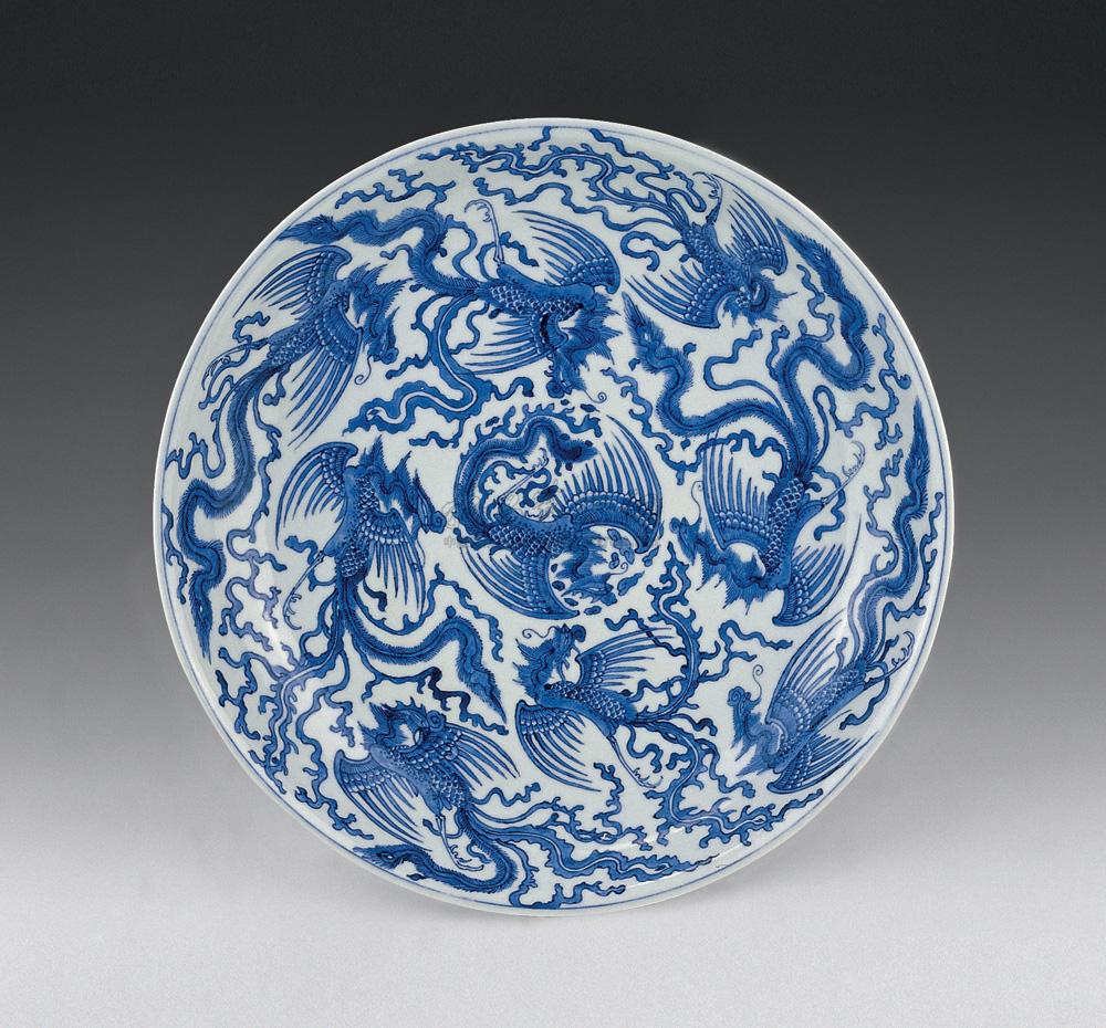 【清 青花凤纹盘】拍卖品_图片_价格_鉴赏_清代青花瓷器_雅昌艺术品