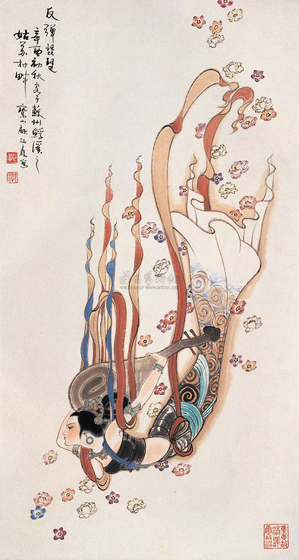 1129 1981年作 反弹琵琶 立轴 设色纸本