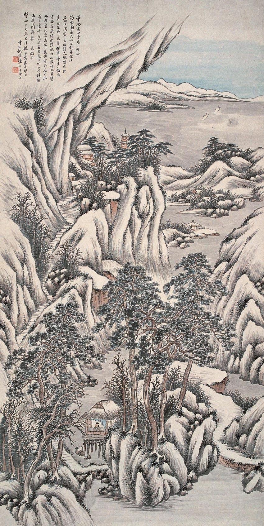 15391914年作雪景山水立轴设色纸本