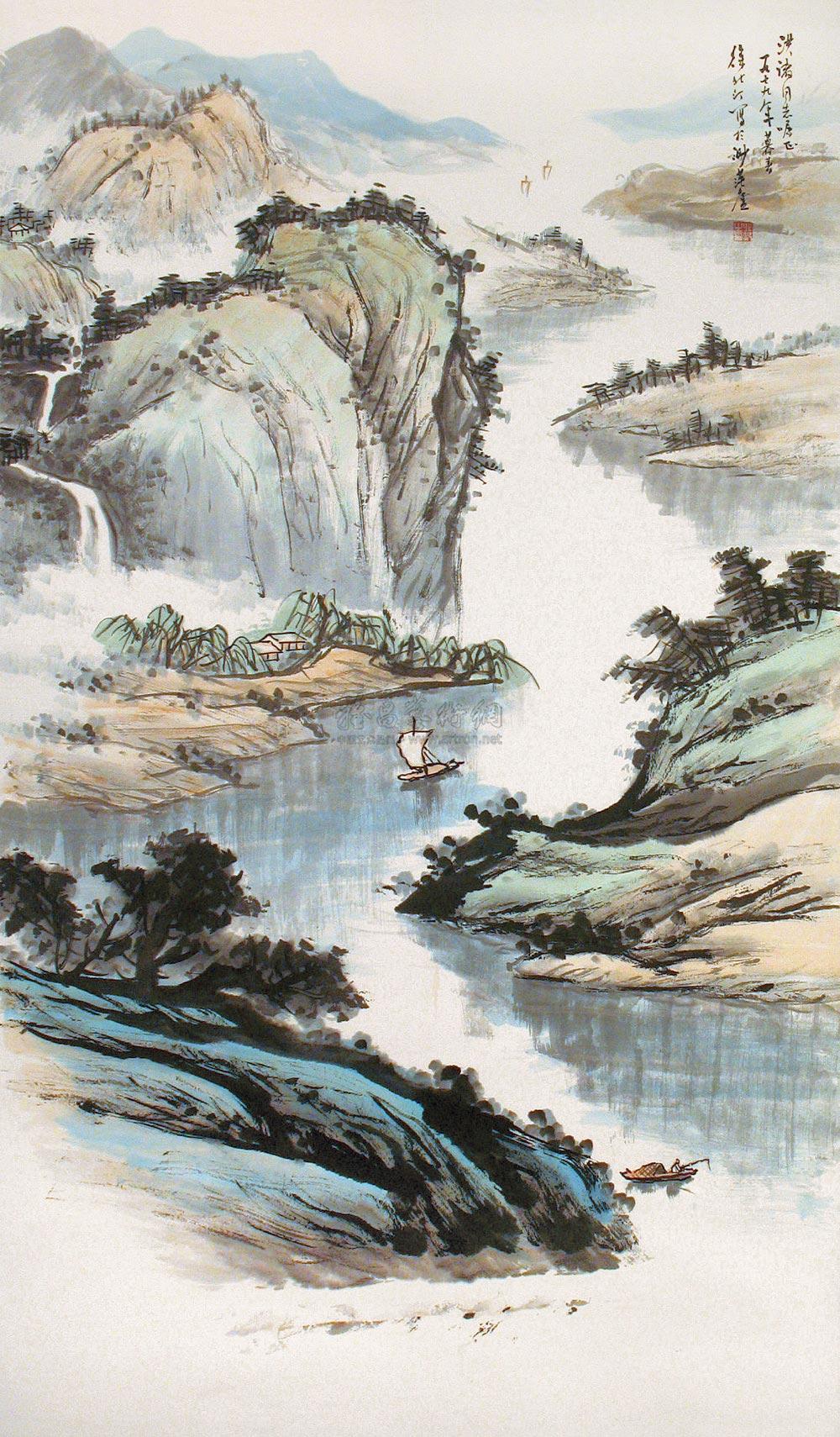 0250 山水 立轴 设色纸本