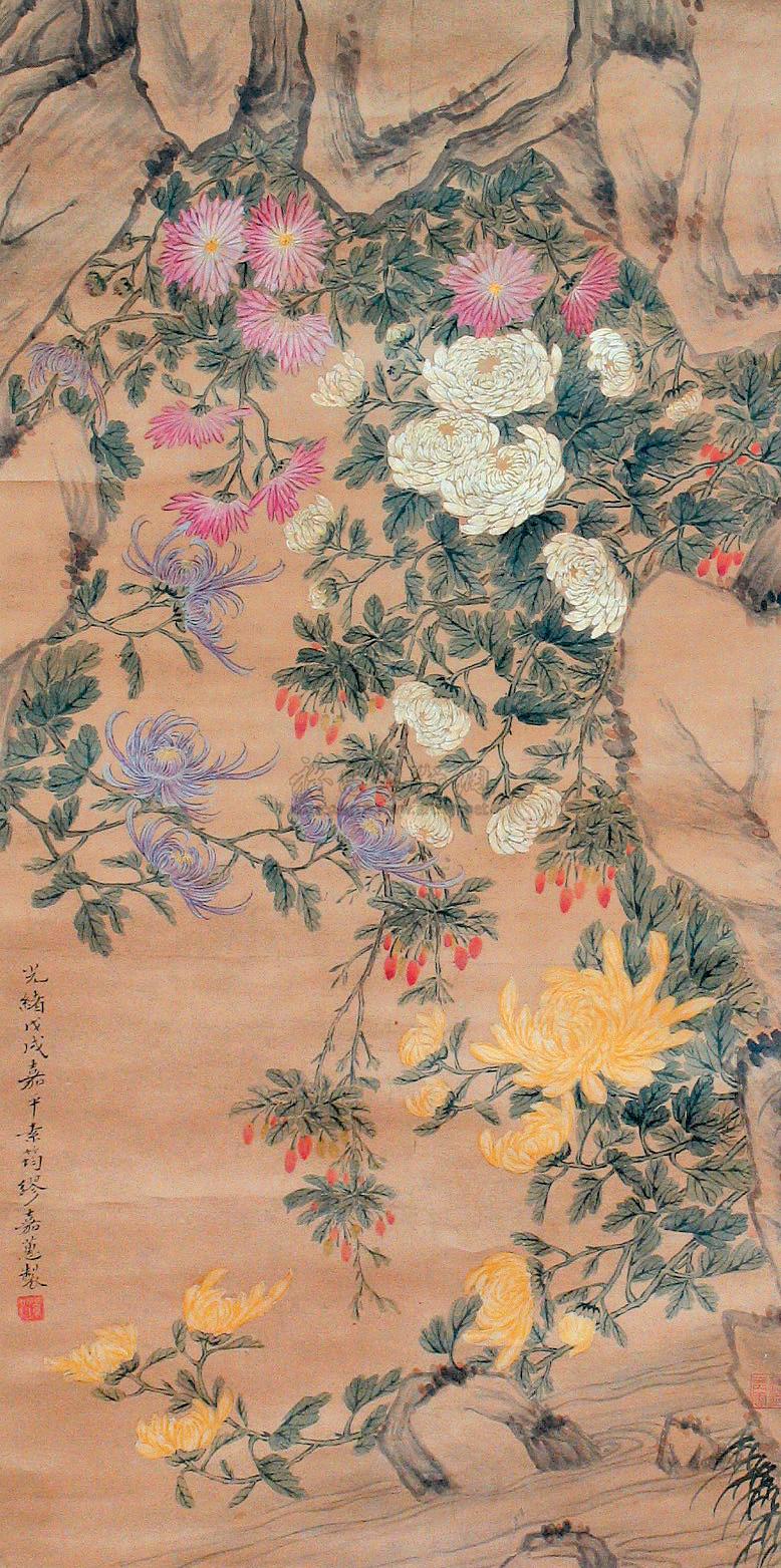 0710百花争艳立轴设色纸本