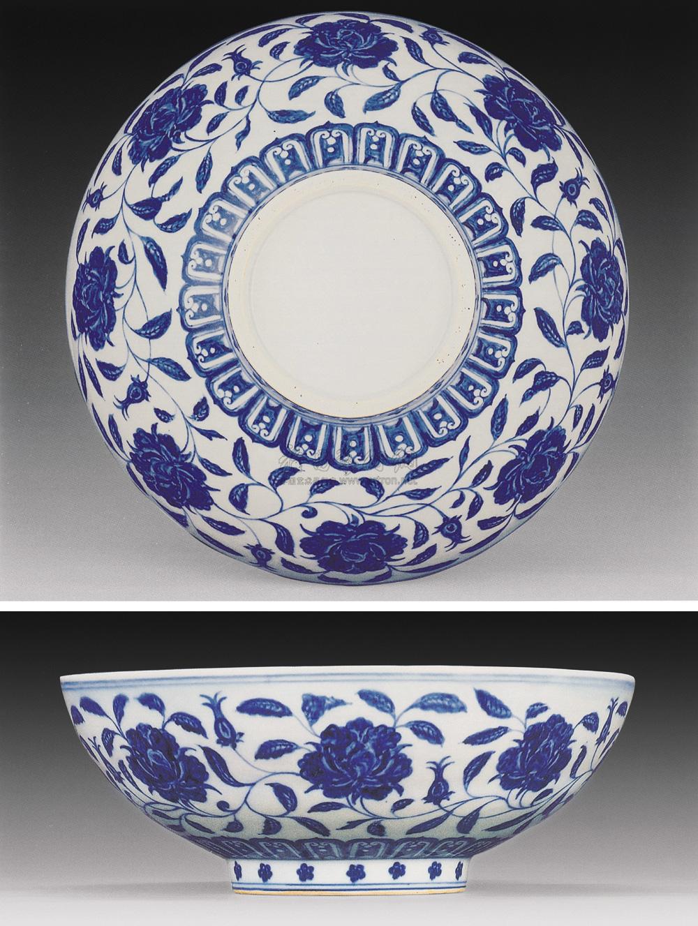 【明永乐 青花缠枝玫瑰花纹大盌】拍卖品_图片_价格_鉴赏_明代青花