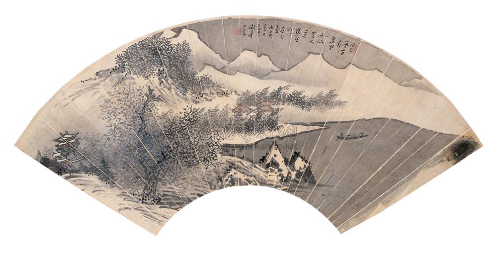 0168 戊寅(1938年)作 雪景山水 扇面 水墨纸本