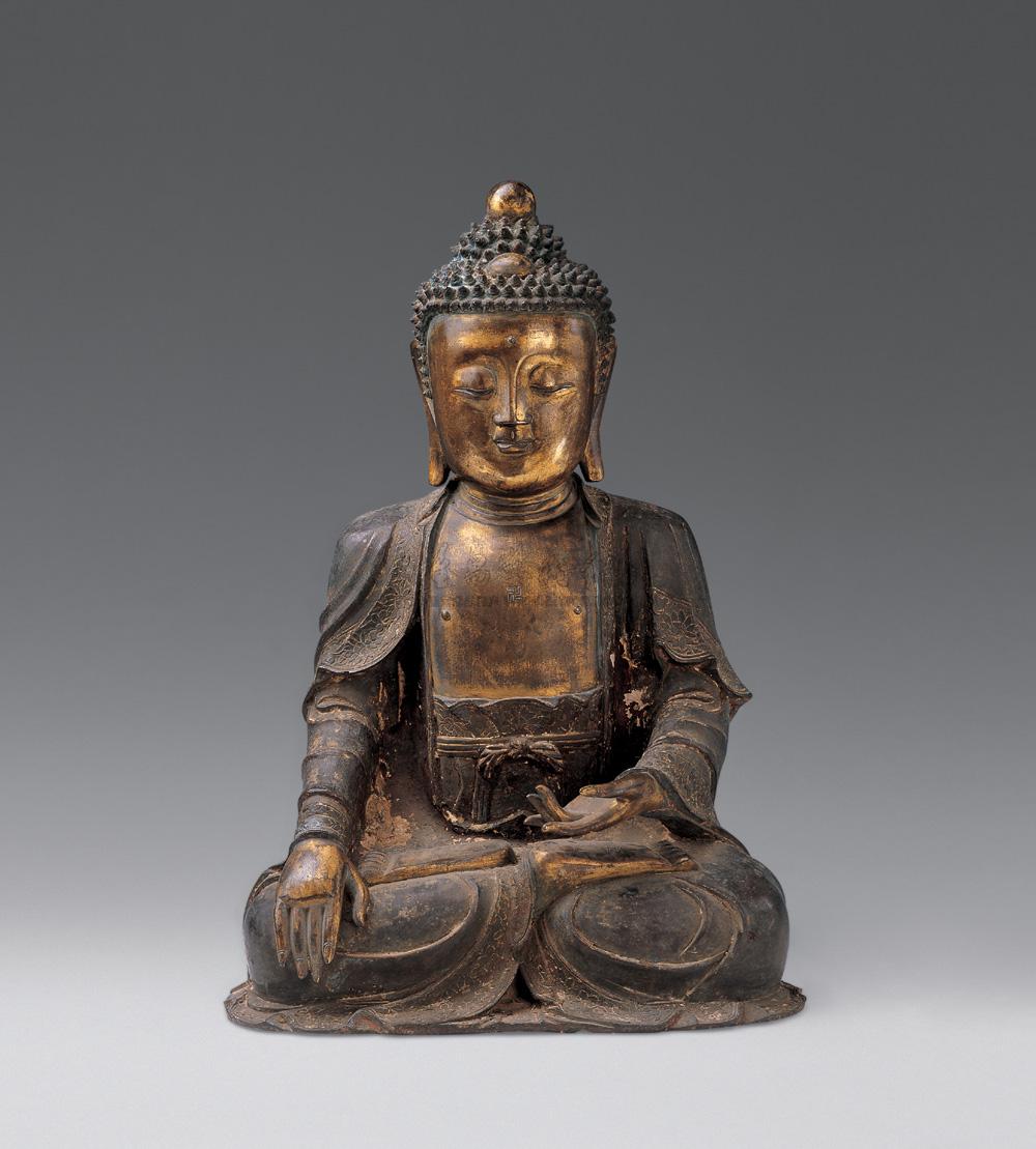 0249明铜鎏金释迦牟尼佛像