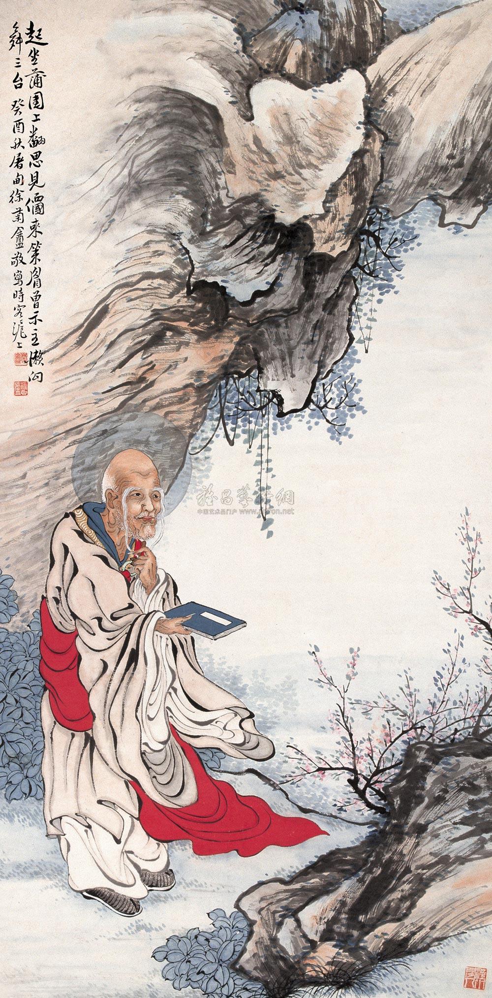 0072 1933年作 古佛授经图 立轴 设色纸本