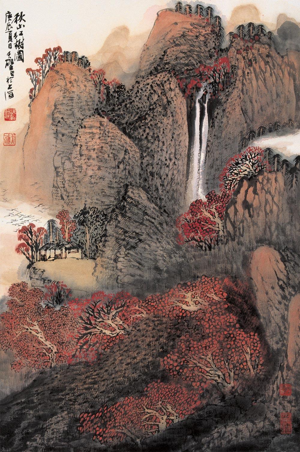 1282 2000年作 秋山红树 立轴 设色纸本