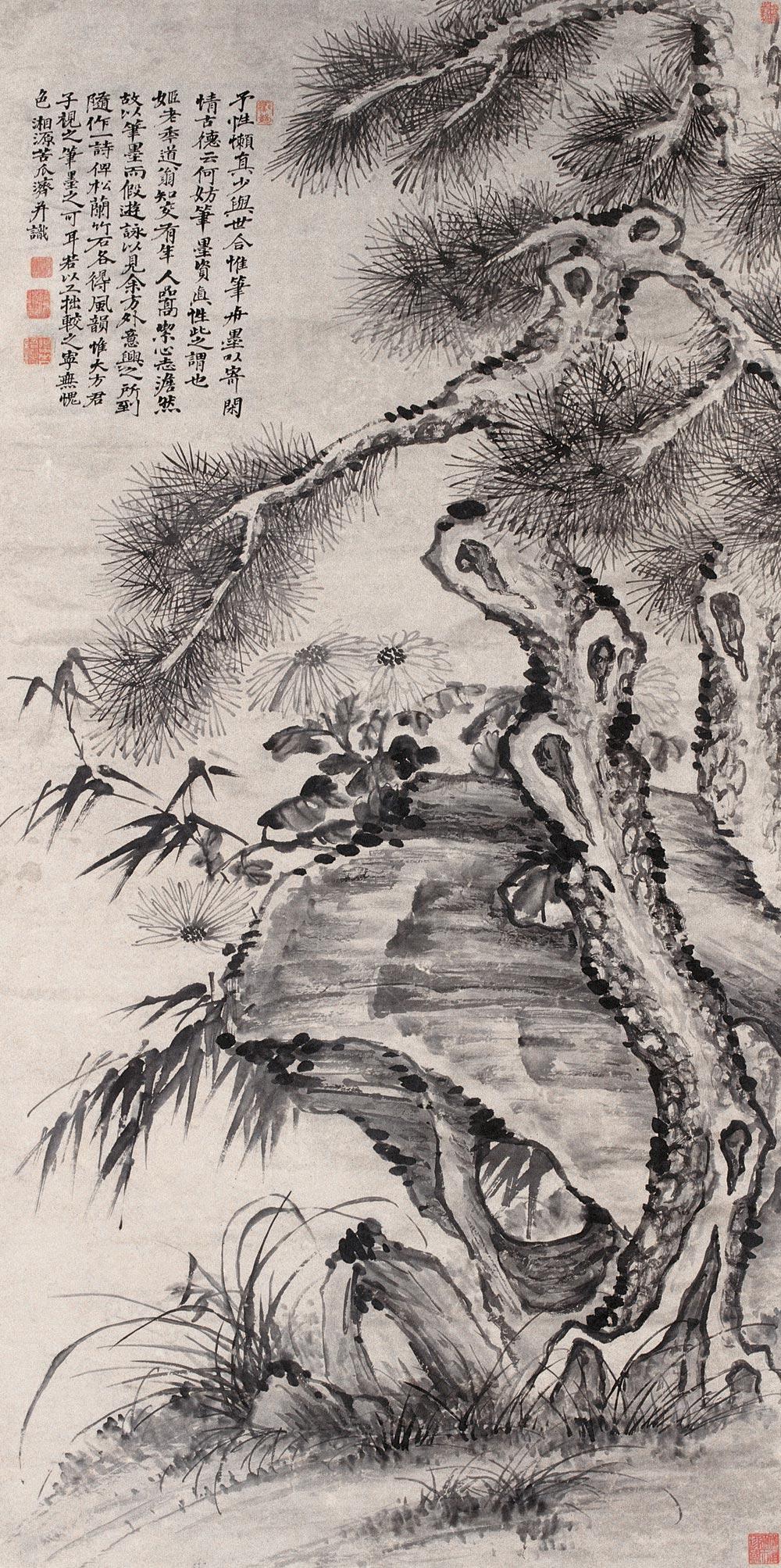 0623清湘老人花卉图立轴水墨纸本