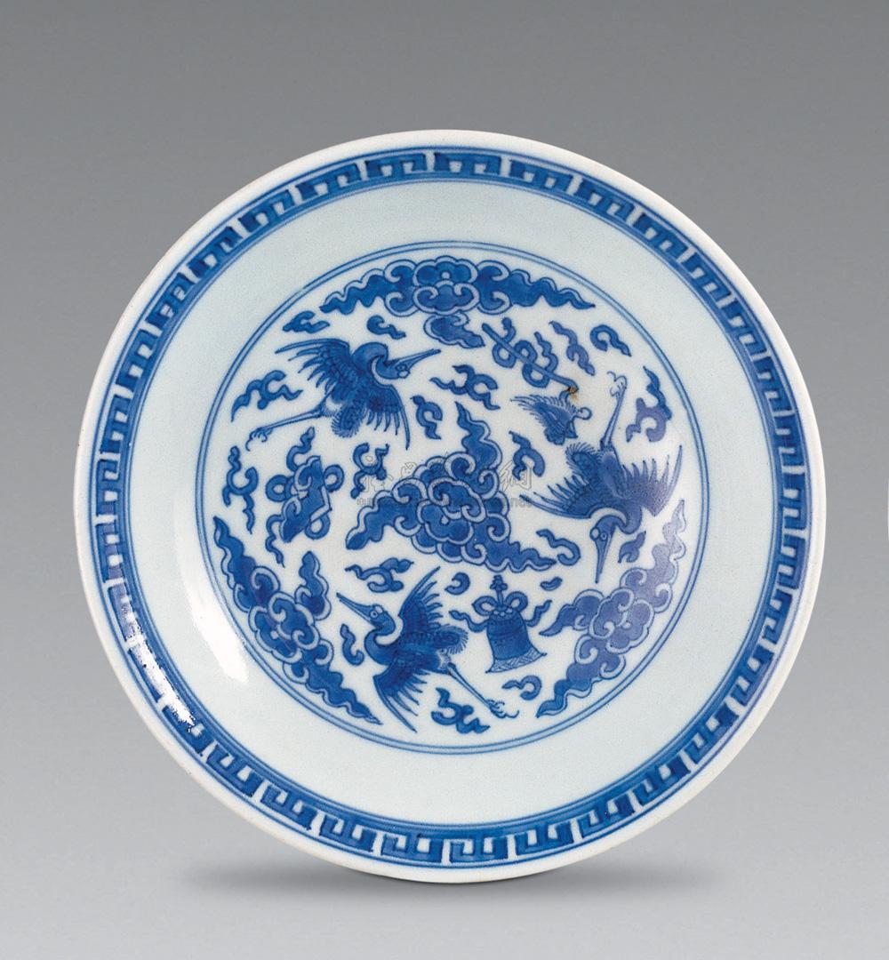 【清康熙 青花云鹤纹盘】拍卖品_图片_价格_鉴赏_清代青花瓷器_雅昌