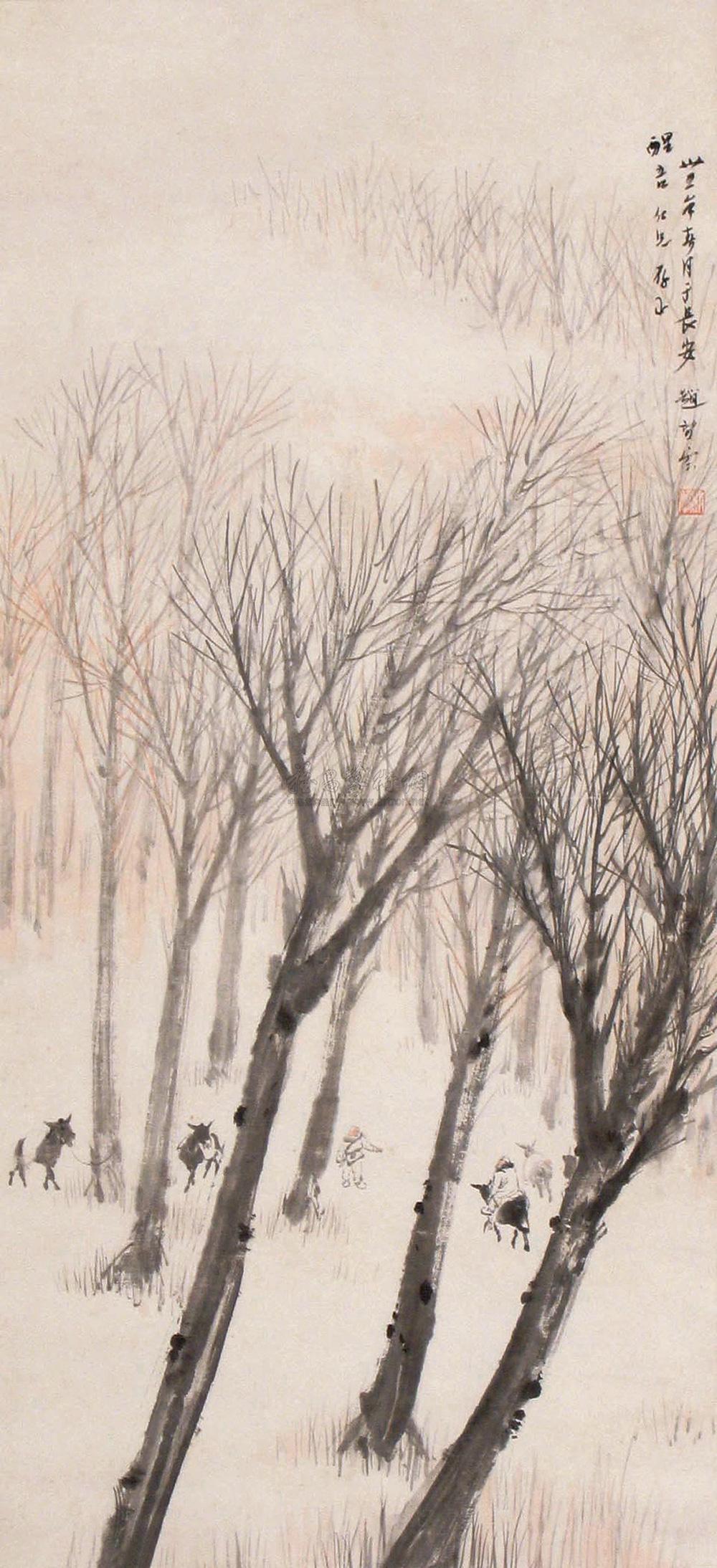 00291946年作山野小景立轴设色纸本