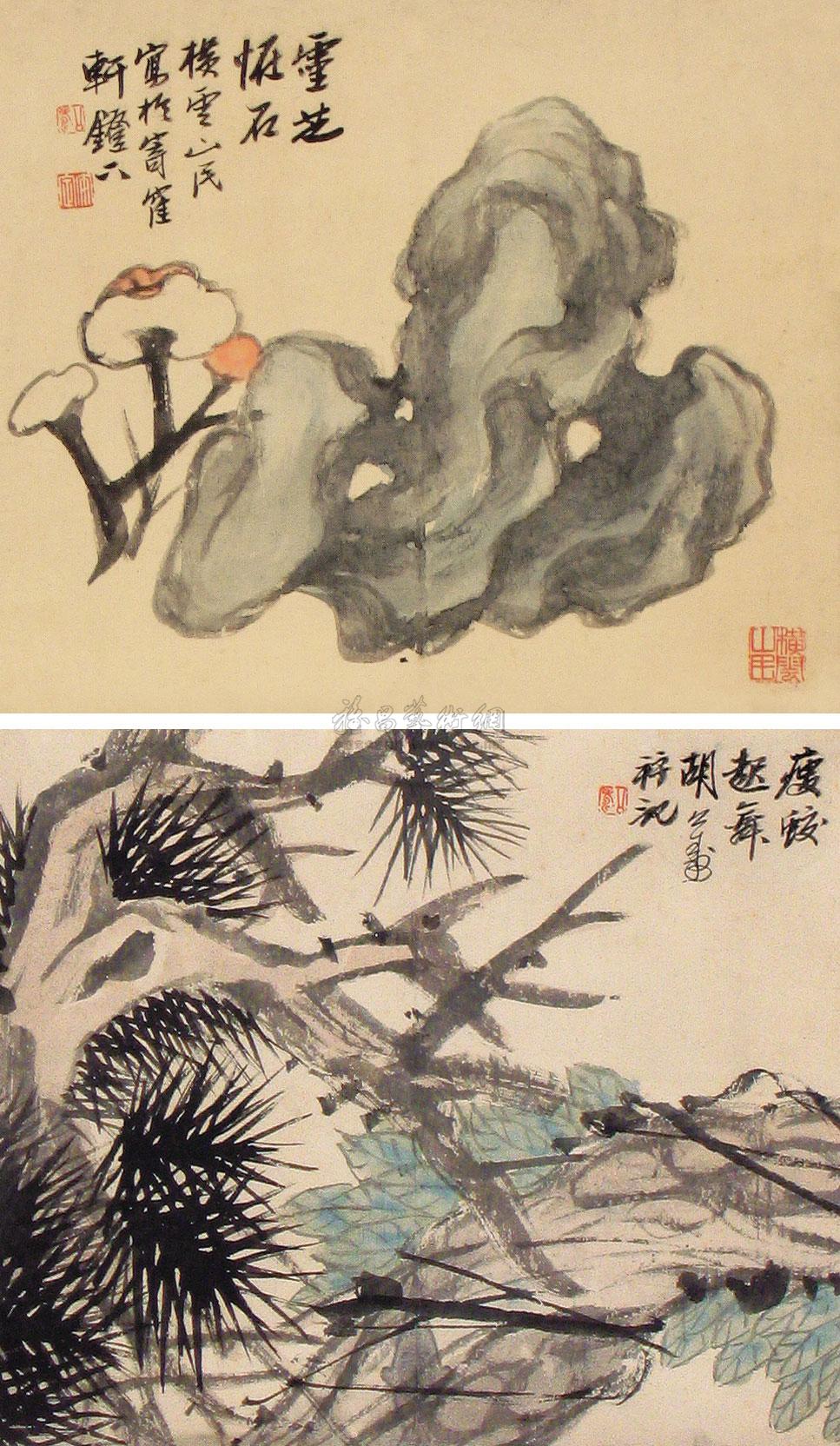 0442松石小品立轴设色纸本