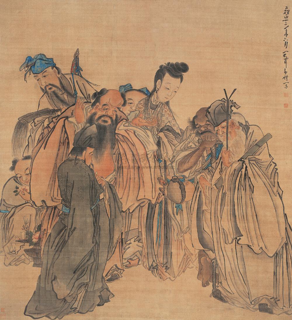 0862 1734年作 八仙图 立轴 设色绢本