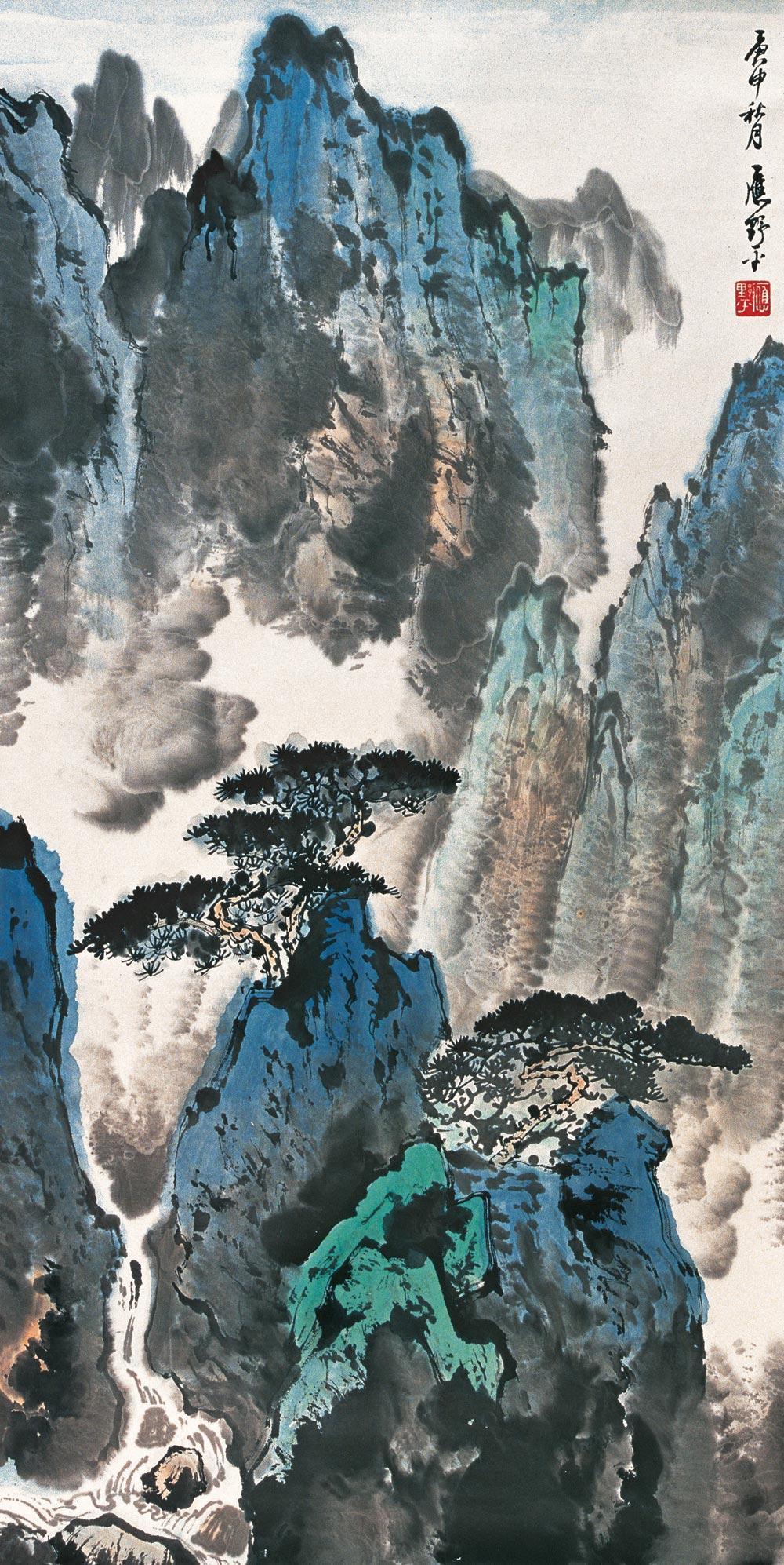 00931980年作黄山云峰立轴设色纸本