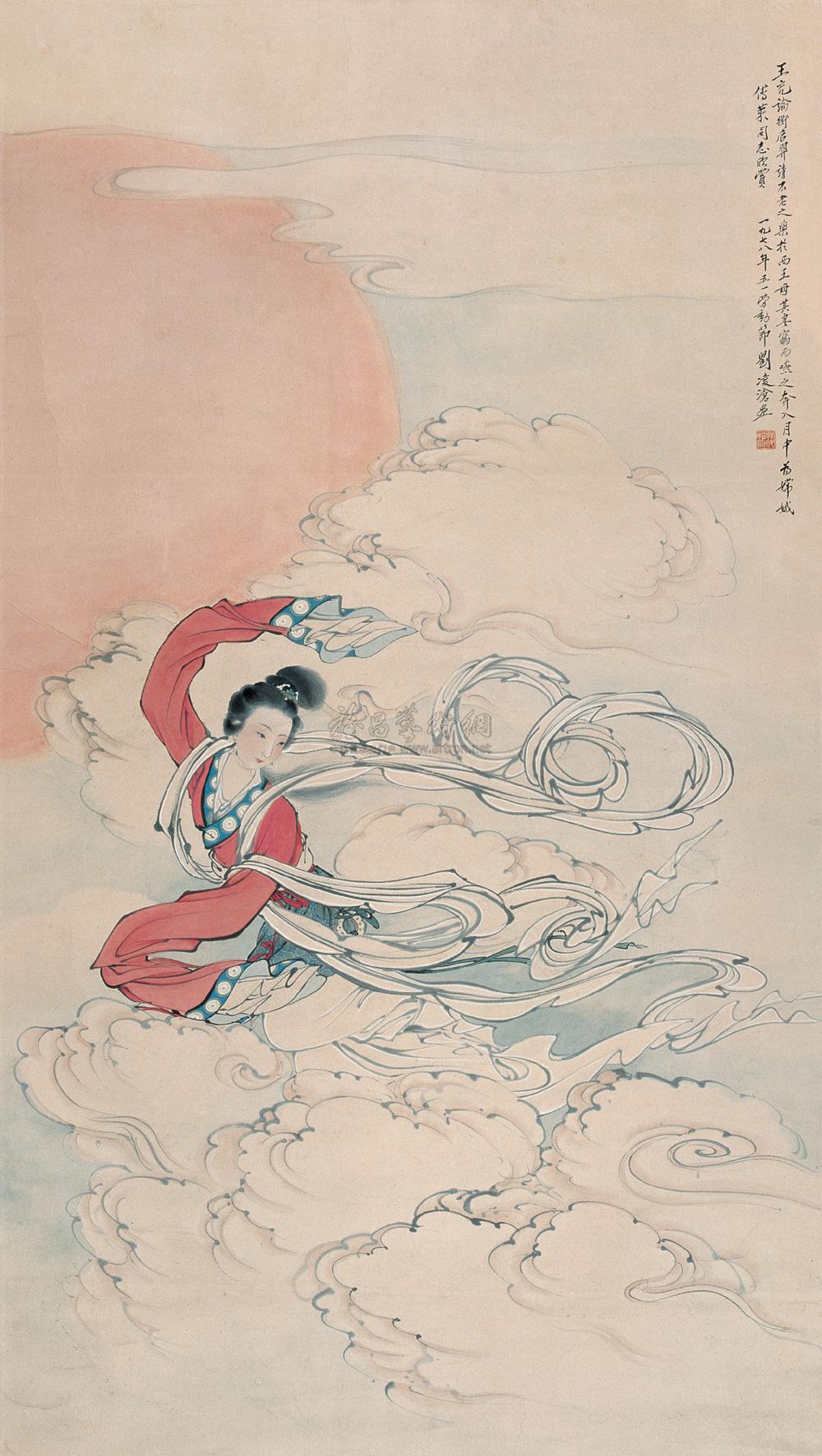 04001978年作嫦蛾奔月立轴设色纸本