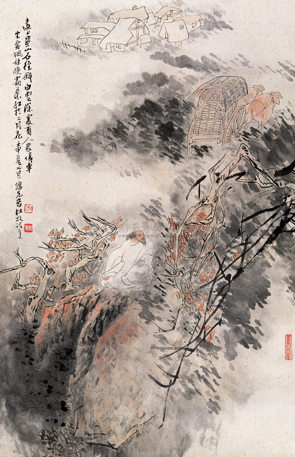 0514 1992年作 唐人诗意图 立轴 设色纸本