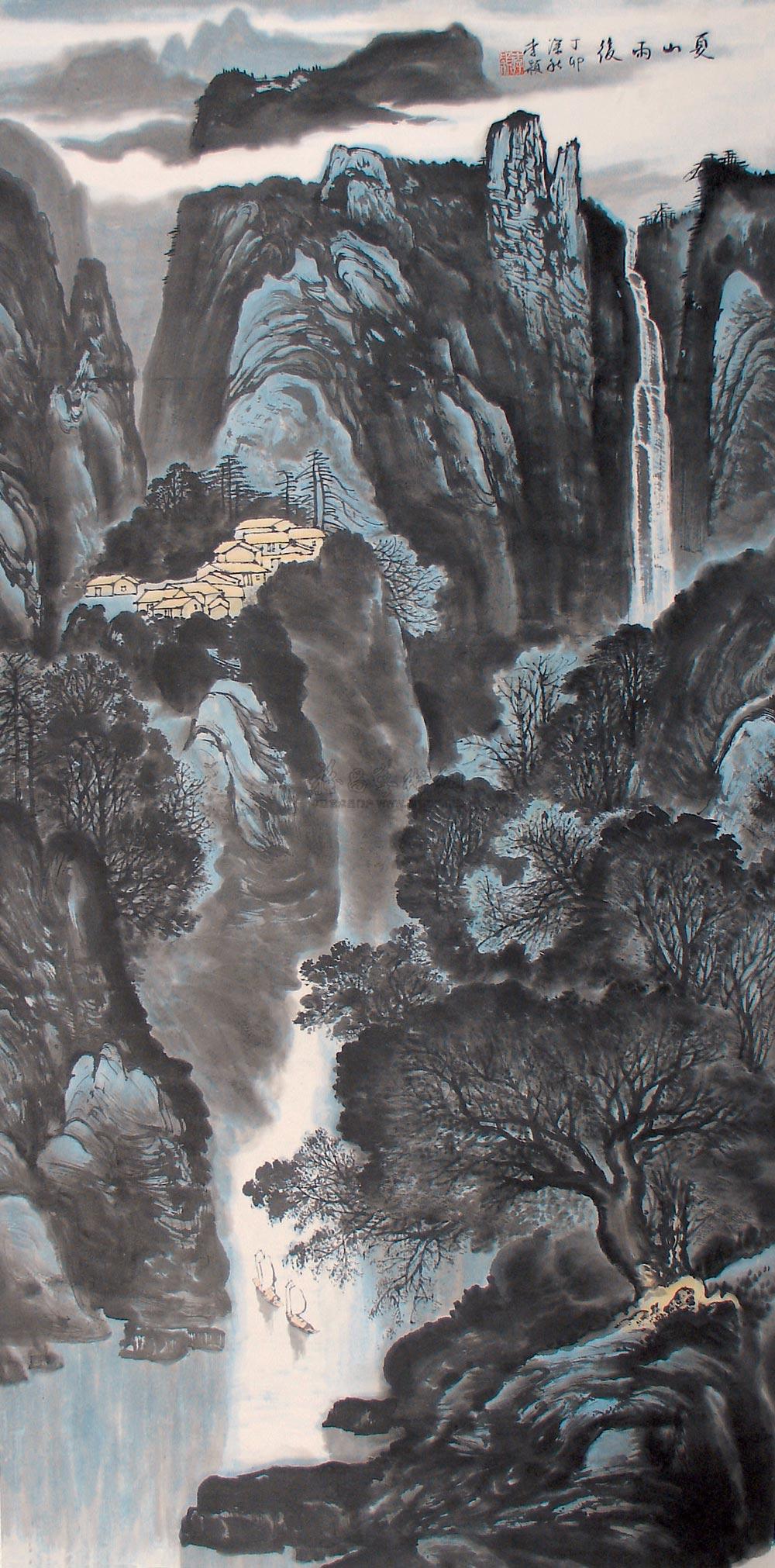 【山水 立轴 设色纸本】拍卖品_图片_价格_鉴赏_绘画_雅昌艺术品拍卖