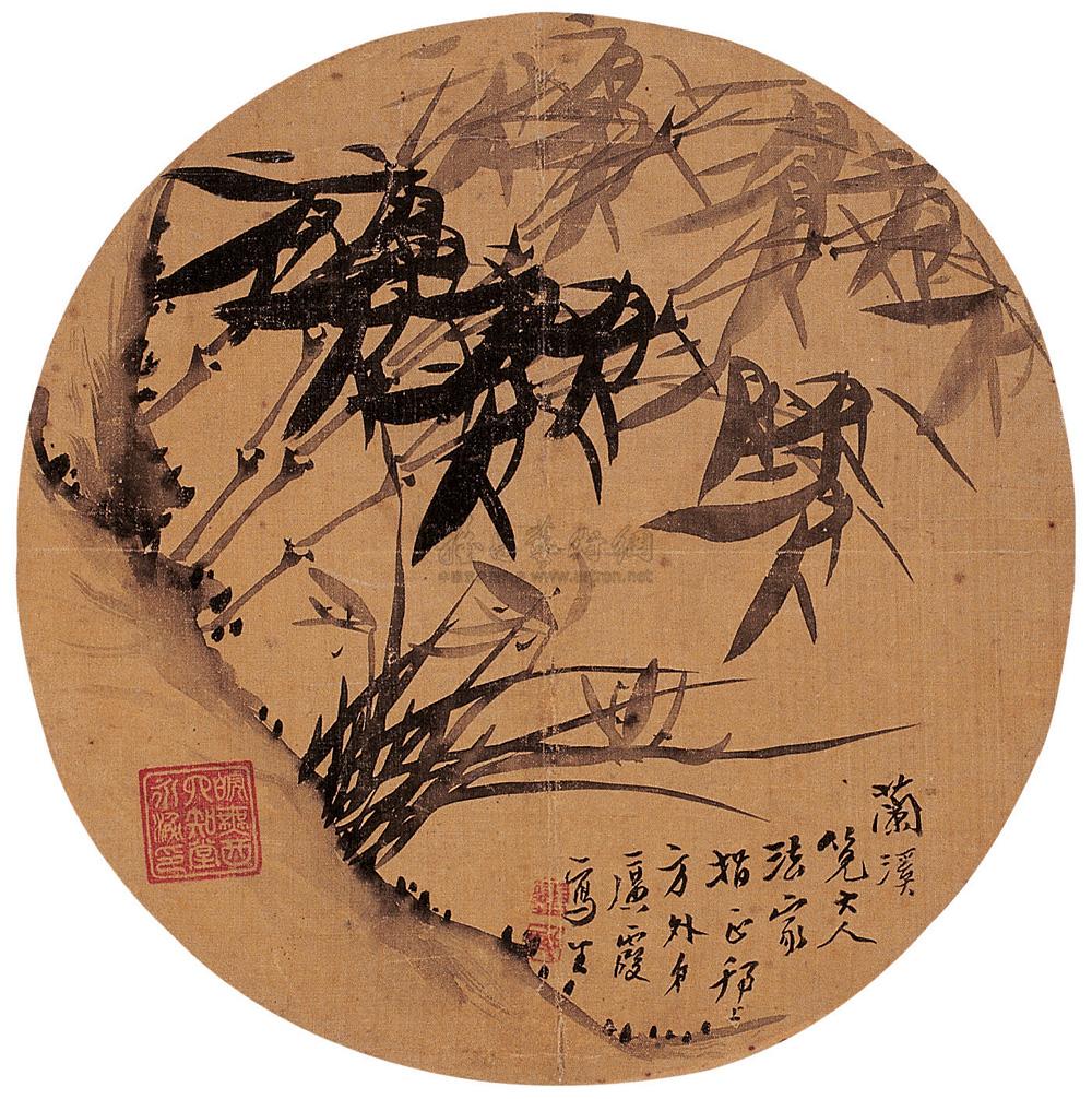 0193兰竹扇面绢本