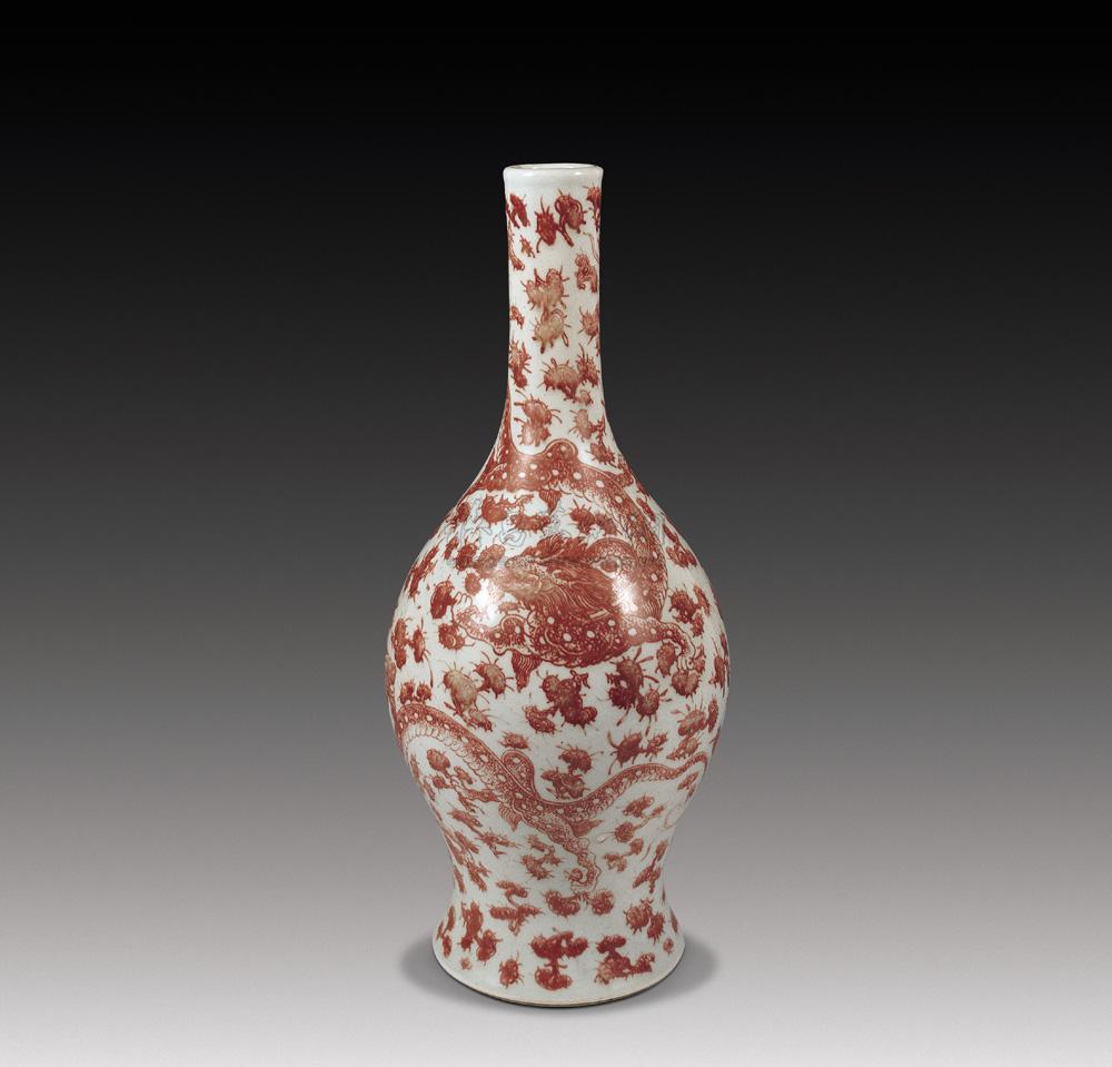 釉里红龙纹橄榄瓶】拍卖品_图片_价格_鉴赏_清代其它彩釉瓷器_雅昌
