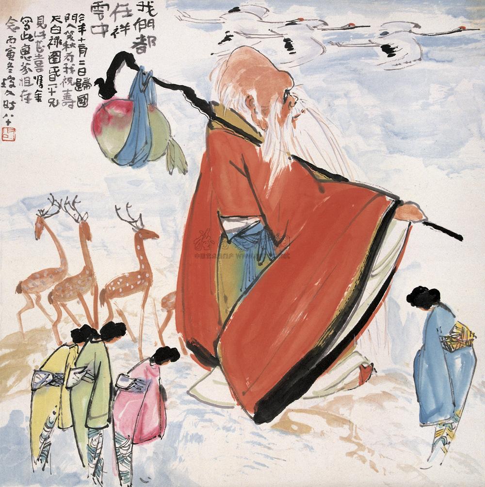 0650寿星立轴纸本