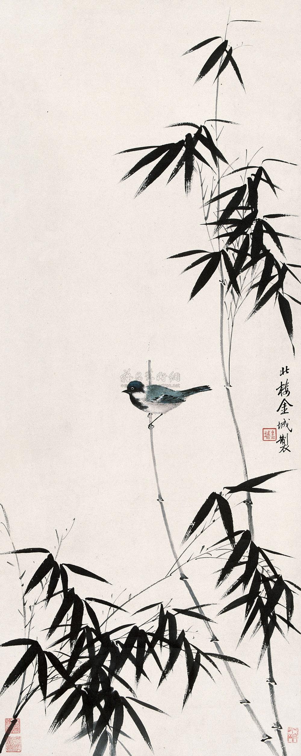 1144 竹鸟 立轴 纸本
