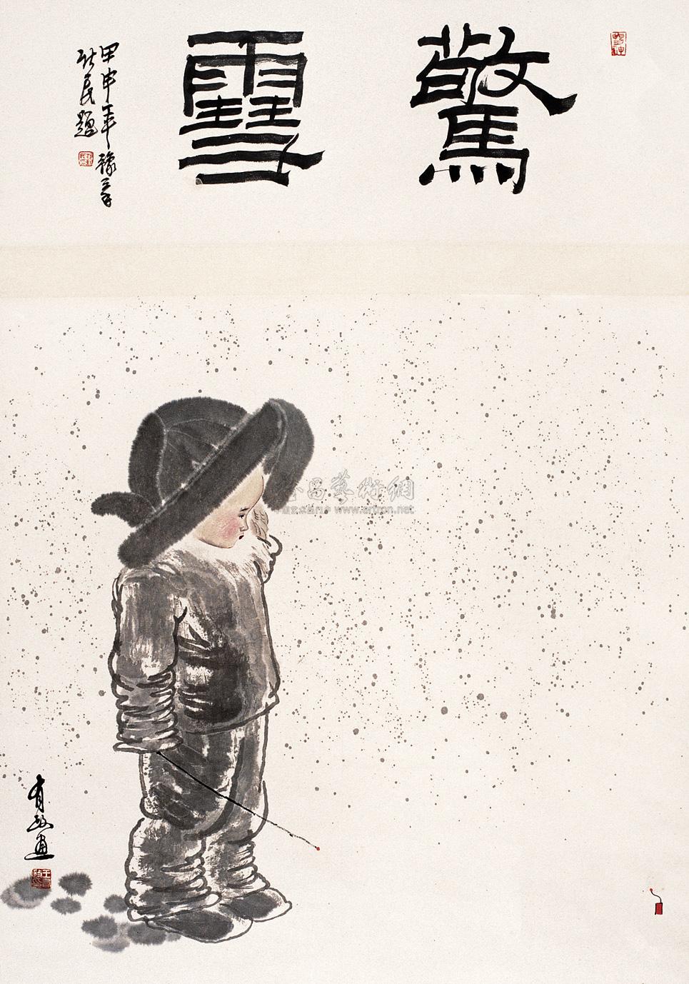 0193惊雪立轴设色纸本