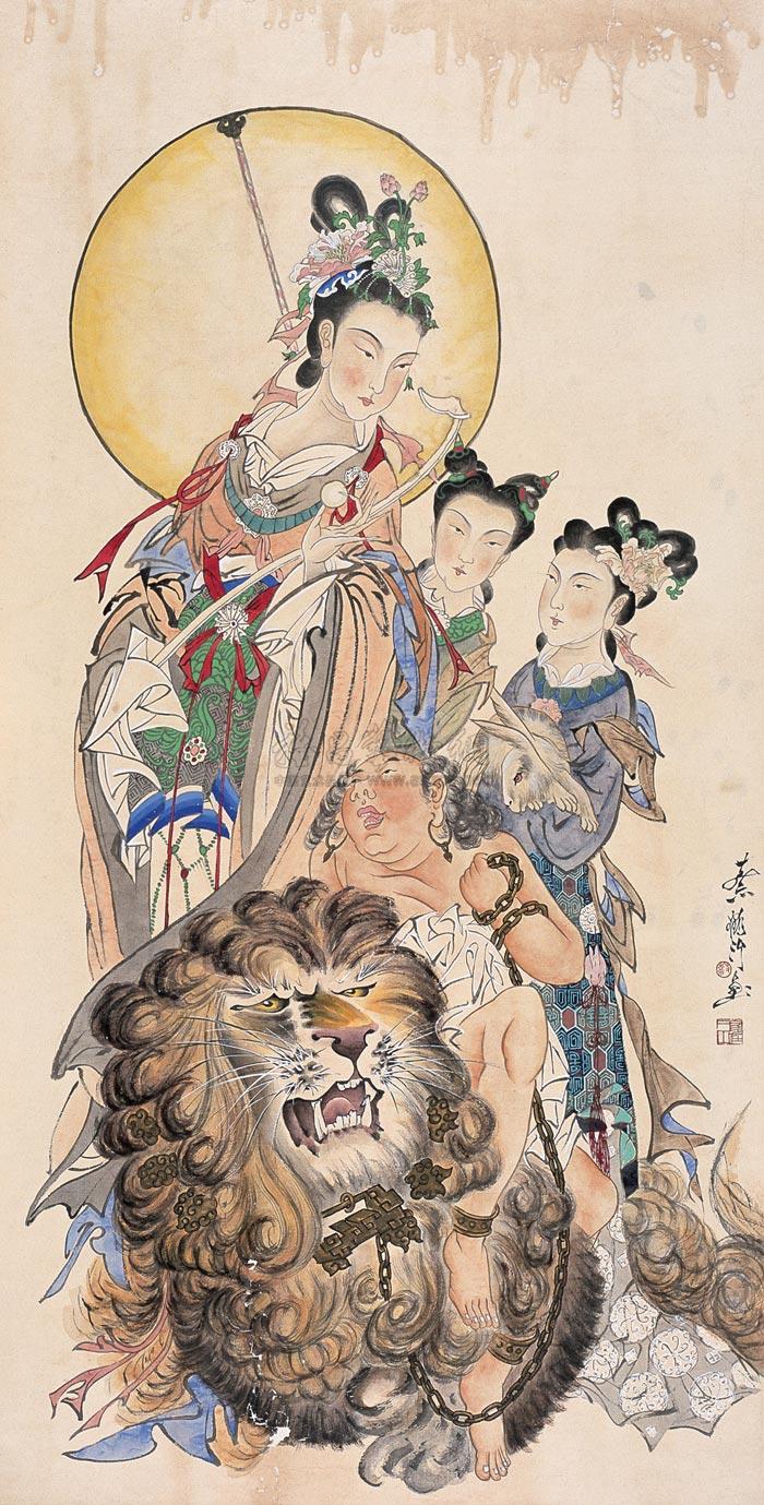 0417 神仙图 立轴 设色纸本