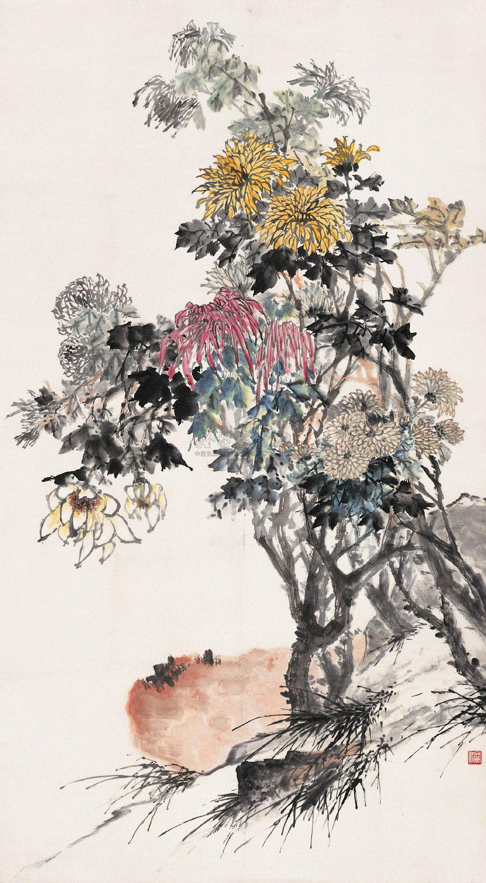 寒菊图 立轴 设色纸本】拍卖品_图片_价格_鉴赏_绘画_雅昌艺术品拍卖
