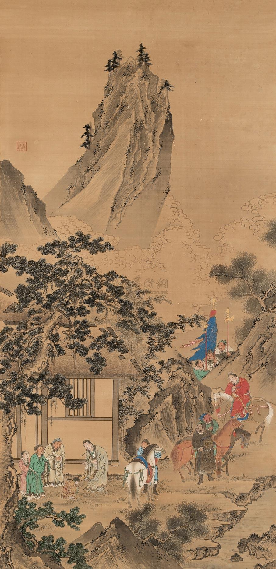 0257三顾茅庐图轴设色绢本