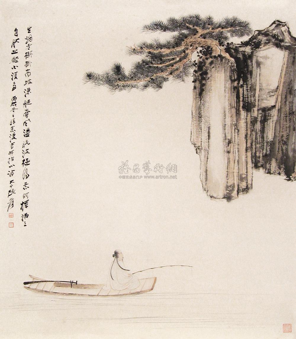 0578丙戌1946年作沧波钓翁立轴设色纸本