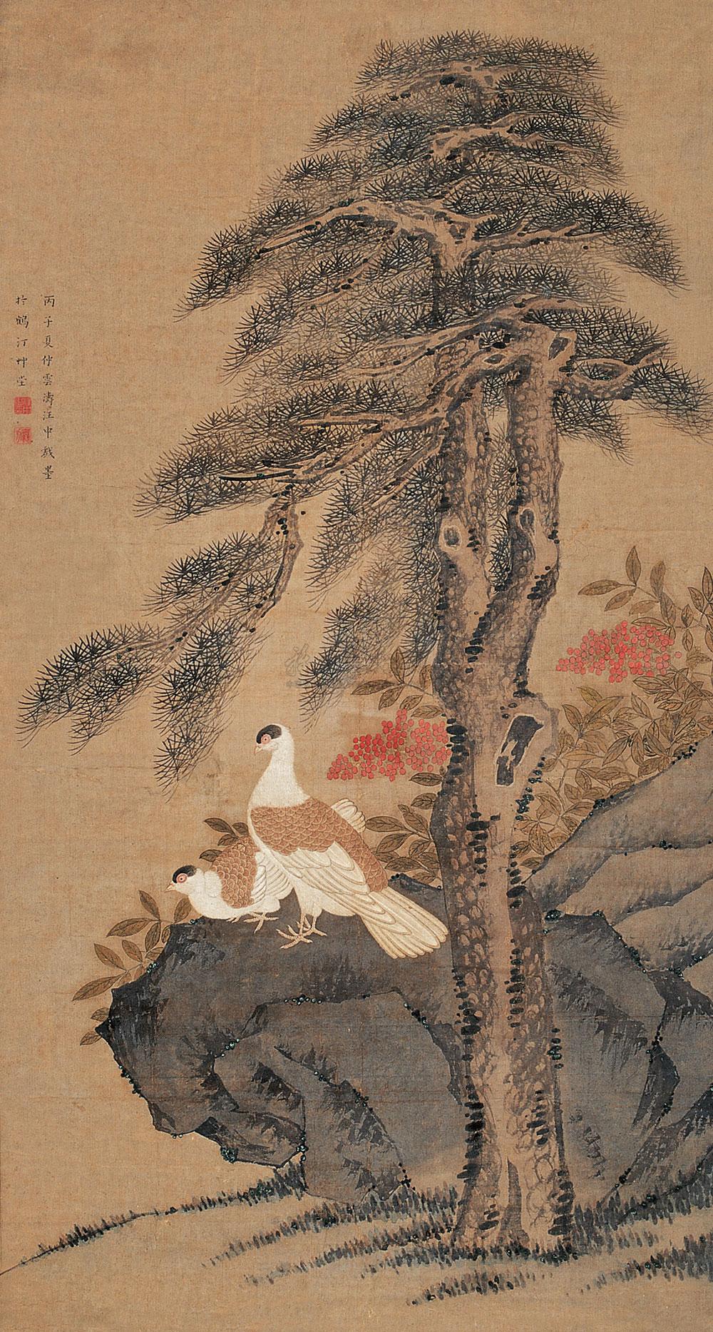 0221松鸟图立轴设色绢本