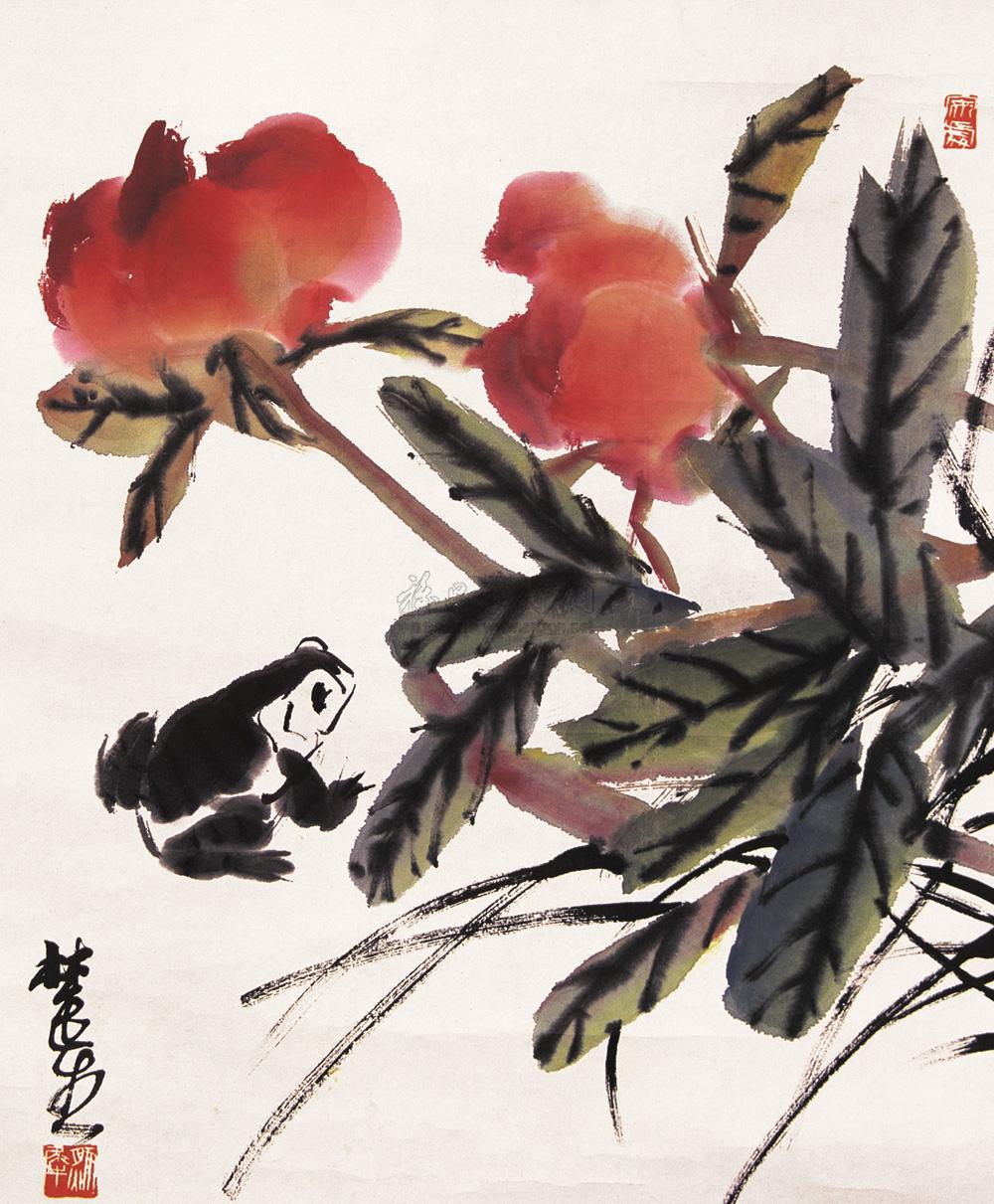 【蛙鸣图 镜心 设色纸本】拍卖品_图片_价格_鉴赏_绘画_雅昌艺术品