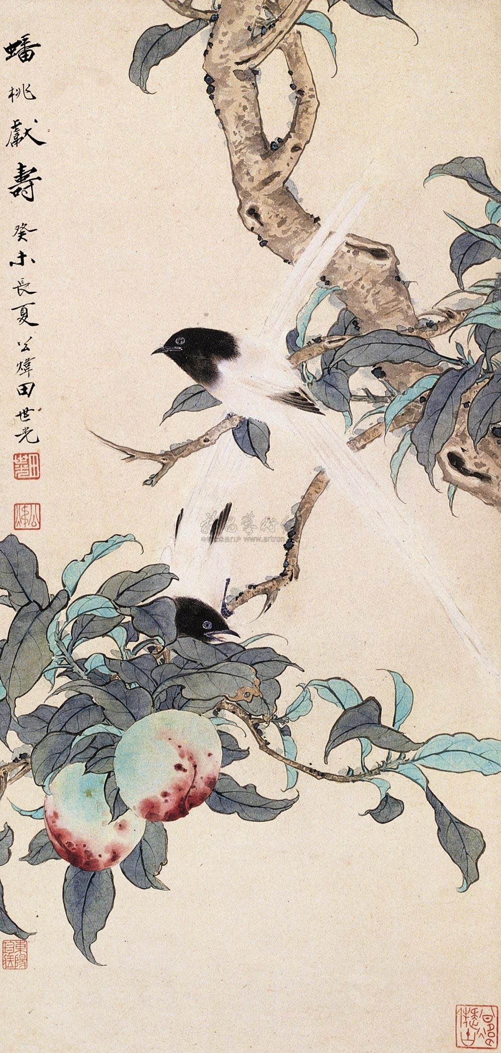 03511943年作蟠桃献寿立轴设色纸本