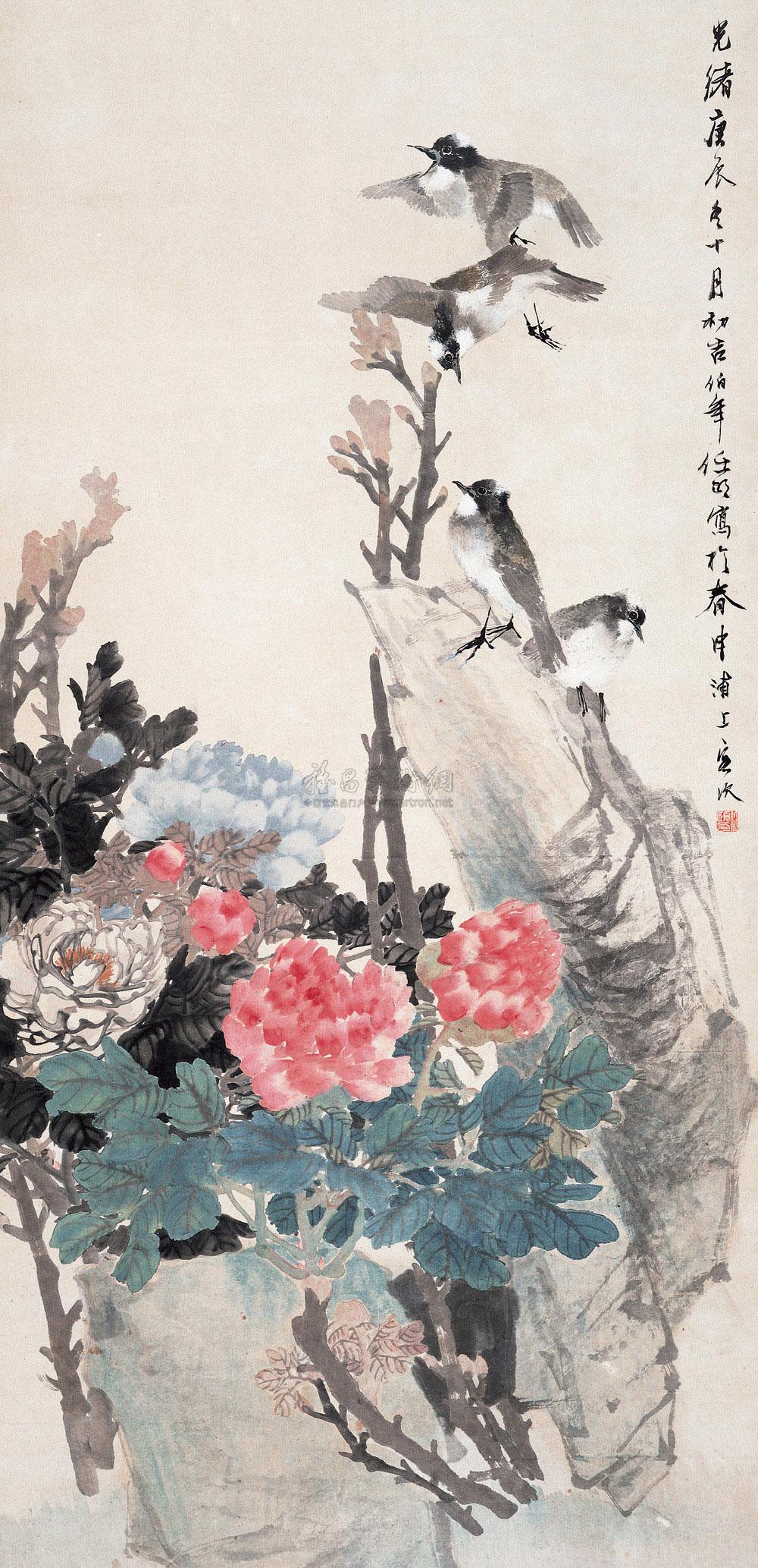 【富贵白头图 轴 纸本设色】拍卖品_图片_价格_鉴赏_绘画_雅昌艺术品