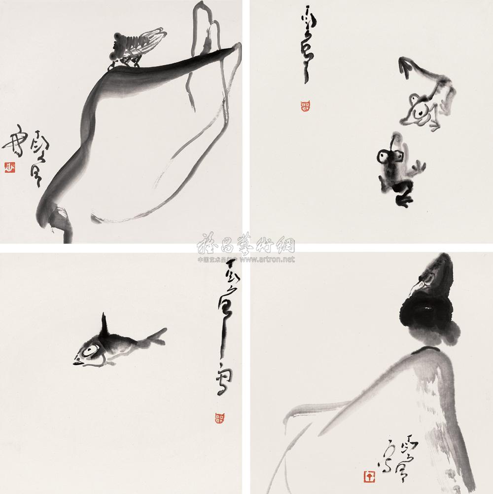 【禽鸟虫鱼册 册页 (八开选四) 水墨纸本】拍卖品_图片_价格_鉴赏_绘