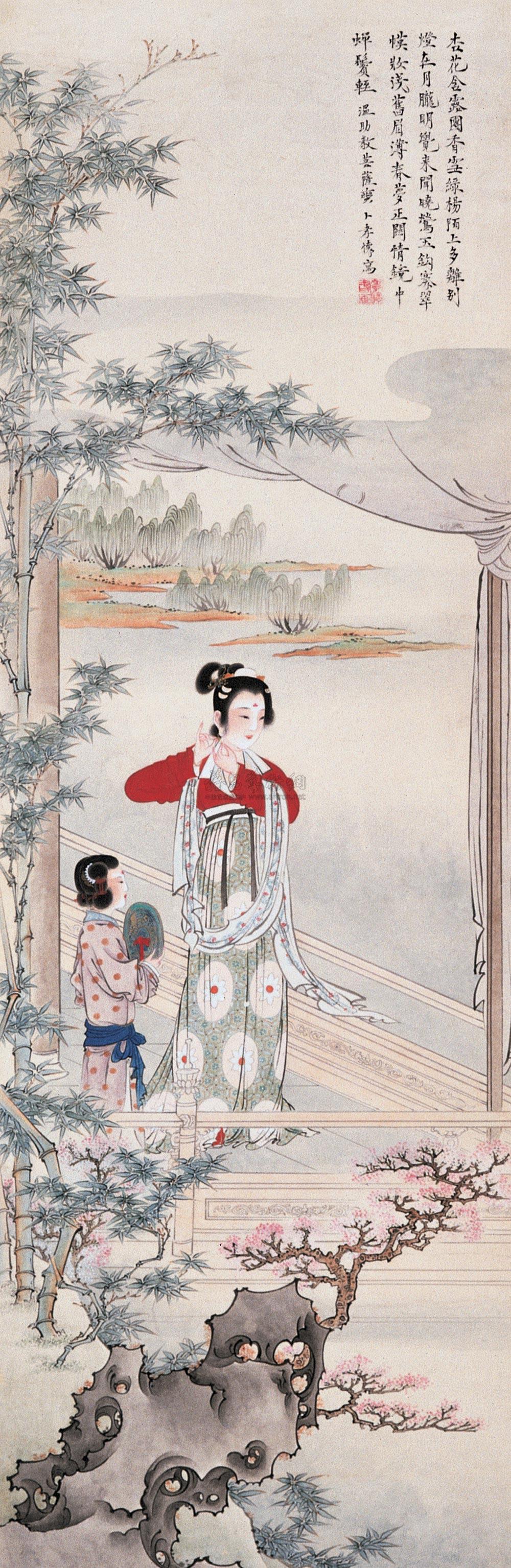 0567 春苑晓妆 立轴 设色纸本