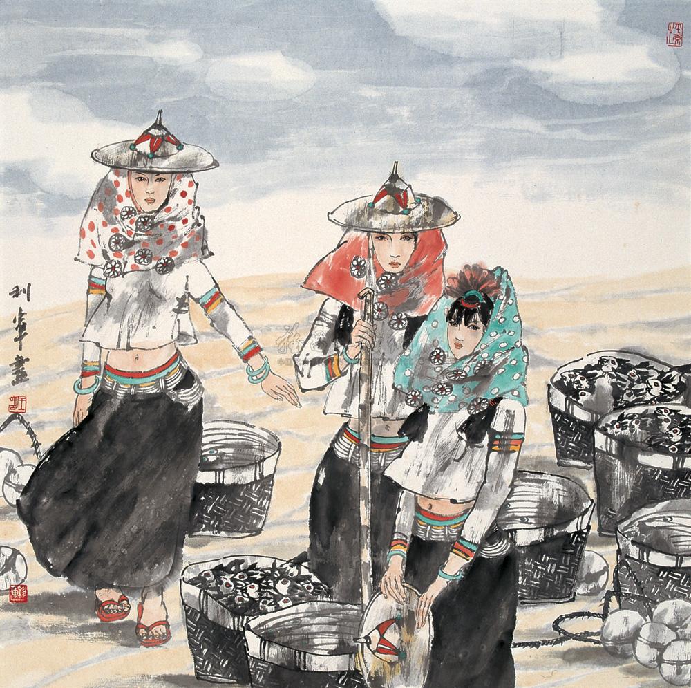 【赶海姑娘 镜心】拍卖品_图片_价格_鉴赏_绘画_雅昌艺术品拍卖网