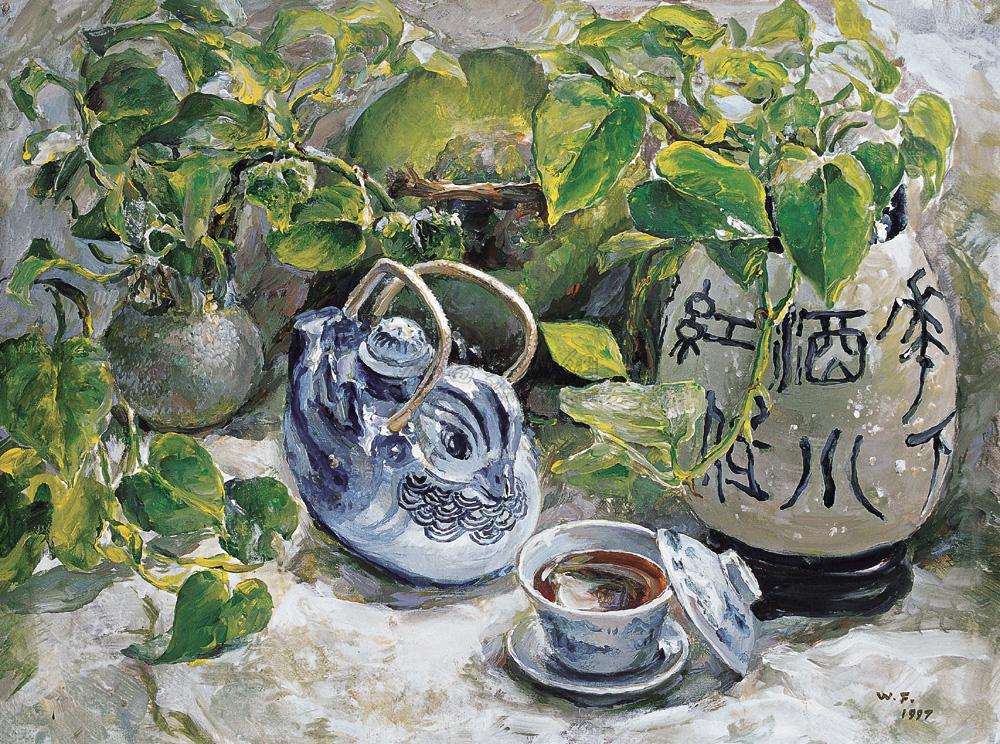 0333 1997年作 品茗 布面油画