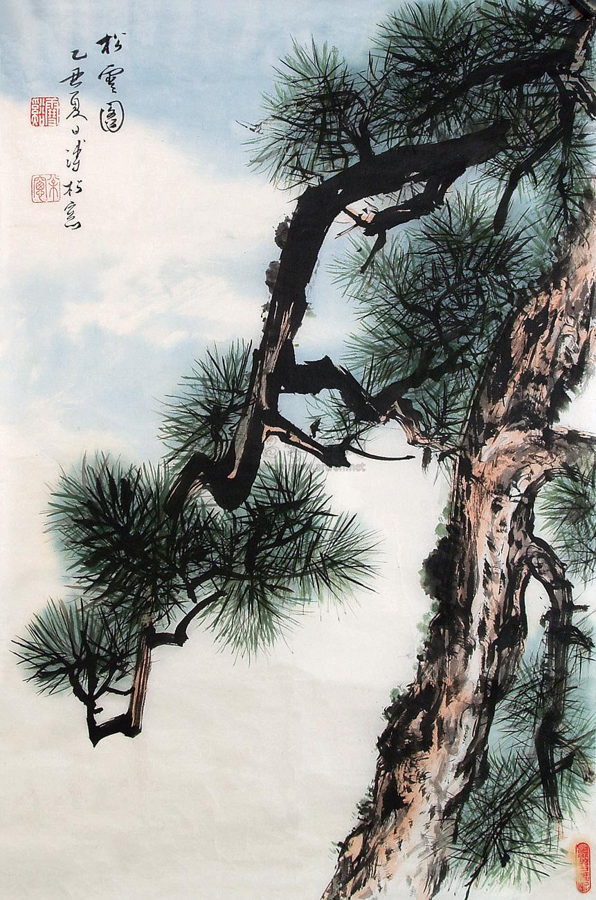 0260 松云图 镜心 设色纸本