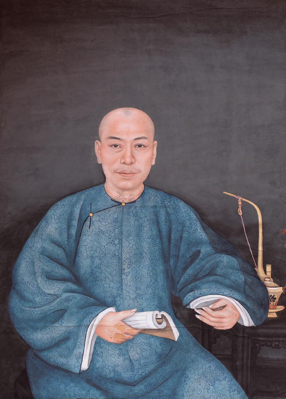 0024清代文人像纸上粉彩