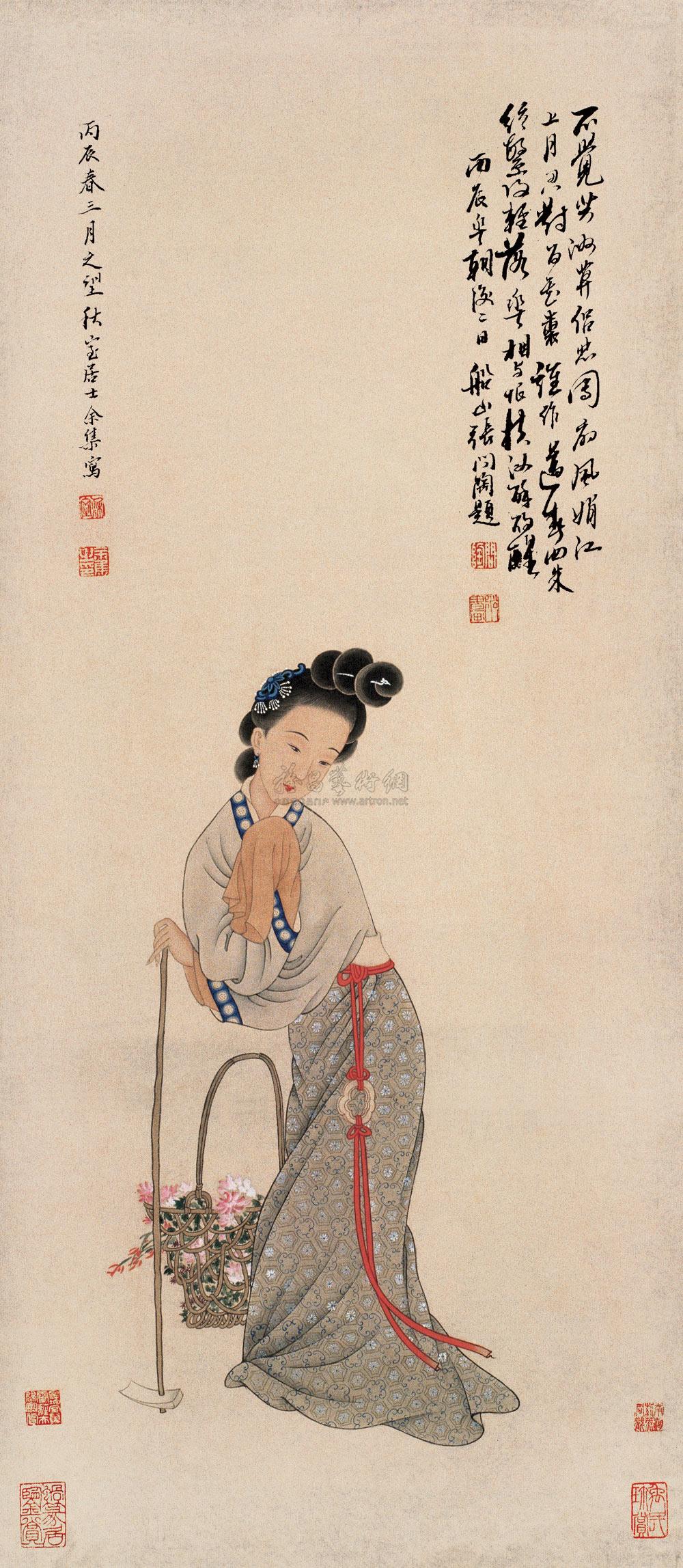 0142 仕女图 立轴 设色纸本