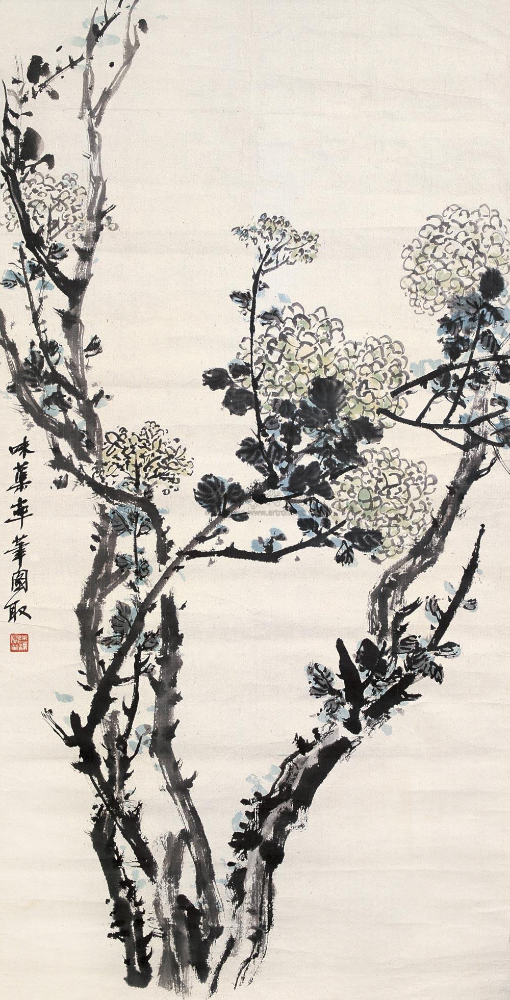 0429 绣球花 立轴 设色纸本