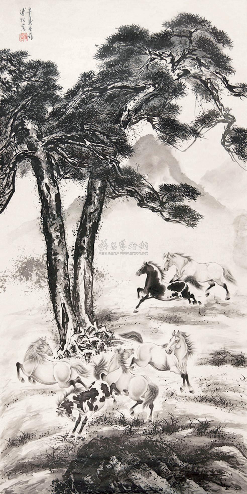 【六骏图 镜心 设色纸本】拍卖品_图片_价格_鉴赏_绘画_雅昌艺术品