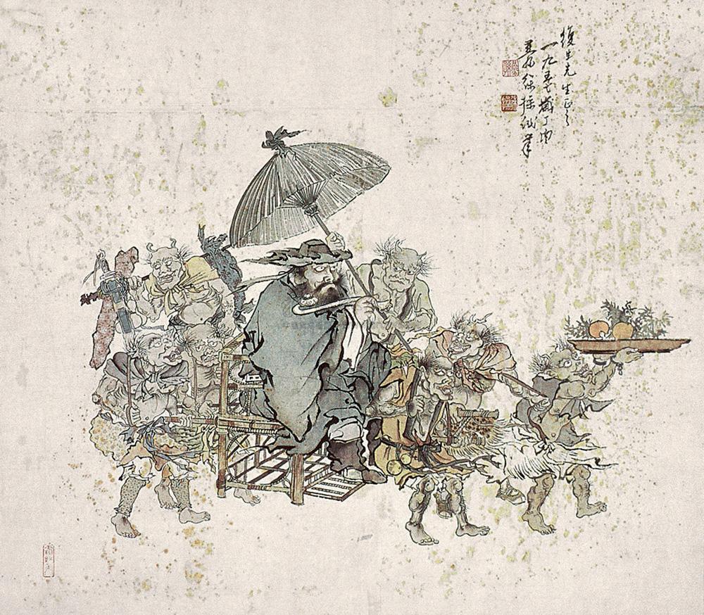 0097钟馗出游图镜心