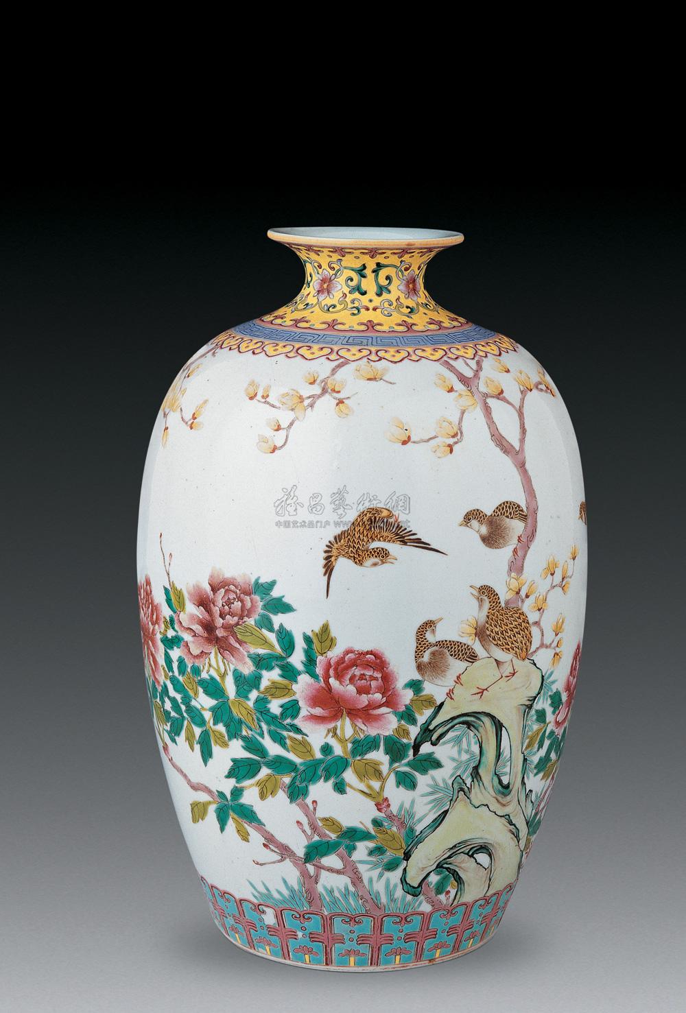 粉彩花鸟瓶】拍卖品_图片_价格_鉴赏_清代粉彩瓷器_雅昌艺术品拍卖网