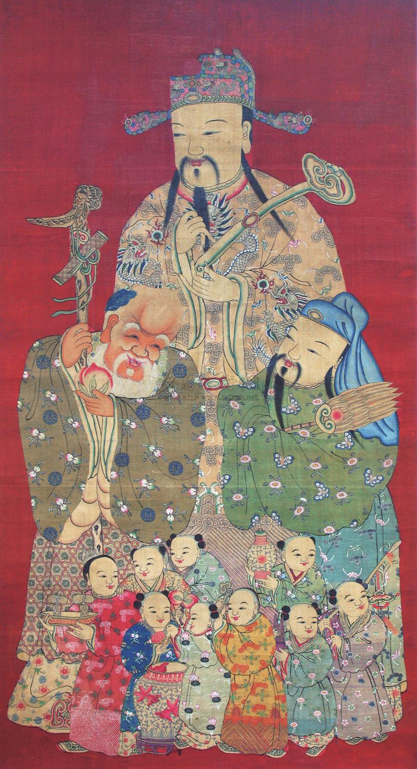 0227 缂丝福禄寿三星