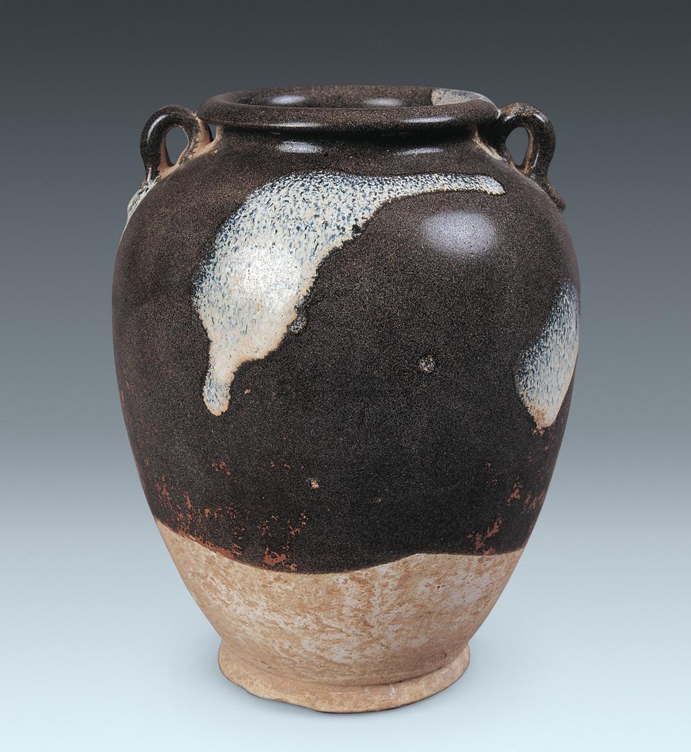 【唐 鲁山窑褐釉花瓷双系罐】拍卖品_图片_价格_鉴赏_元代以前陶瓷