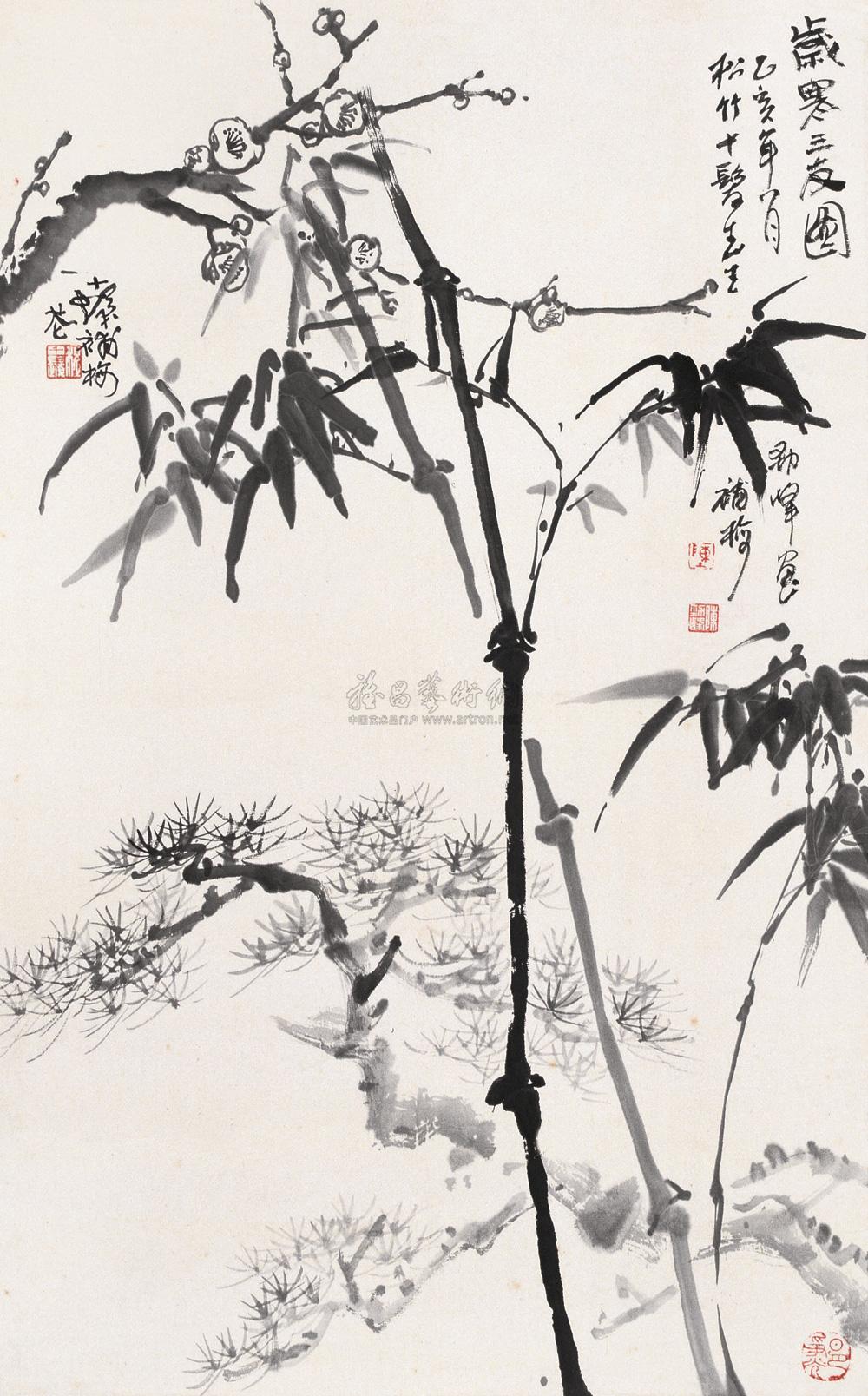 【岁寒三友图 立轴 设色纸本】拍卖品_图片_价格_鉴赏_绘画_雅昌艺术品拍卖网