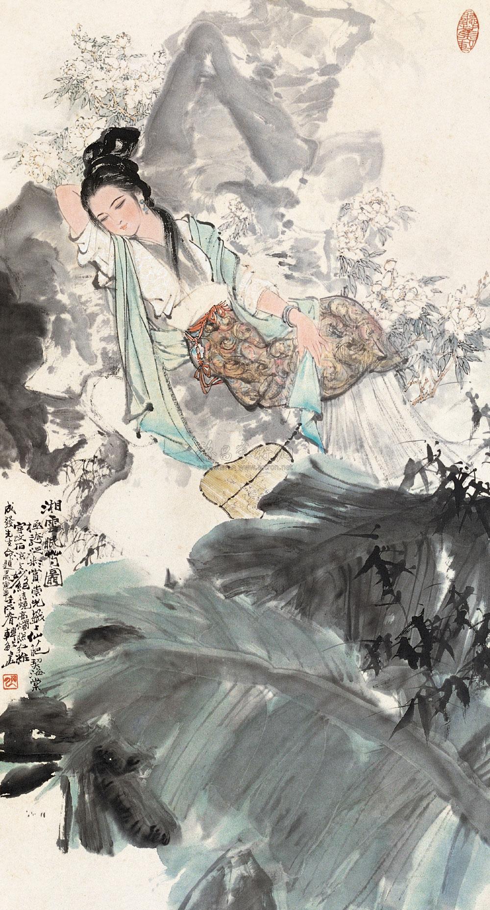 0665 湘云眠芍 立轴 设色纸本