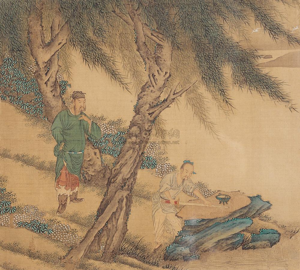 【磨剑图 镜心 设色绢本】拍卖品_图片_价格_鉴赏_绘画_雅昌艺术品拍卖网