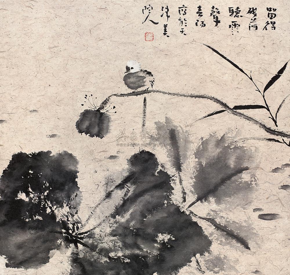 0160 留得残荷听雨声 立轴 水墨纸本