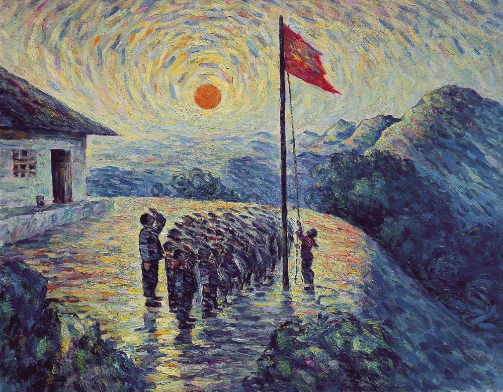 工农红军油画军旗图片